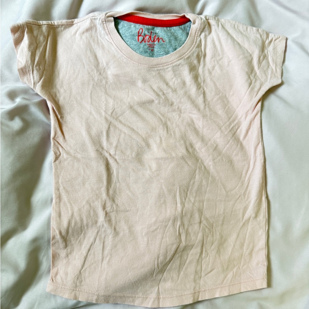 Mini Boden peach Short Sleeve Tee with Crew Neck